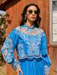 Blue Cotton Cutwork Embroidered Crop Top - Style Island - Image 1