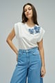 T-Shirt with Denim Flowers White color