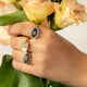 Hamsa Black Mother of Pearl Studded Ring Gold color