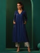 Blue Silk-Blend Angrakha Kurta and Pant Set - Truebrowns - Image 1