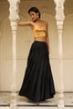 Crushed Crinkle Maxi Skirt Black color