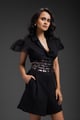Black Playsuit with Belt Black color