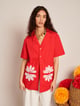 Rosario Trimmed Pockets Shirt Red color