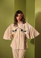 Hummingbird Cinched Shirt Beige/White color