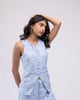 Waistcoat with Crystal Drop Embellishing Blue color