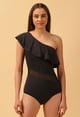 Night Ruffles Swimsuit Black color