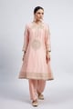 Naazira- Tilla Embroidered Kurta Set Carnation Pink color