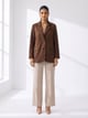 Kahve Brown Suede Tailored Button-Front Blazer - AYRISS - Image 1