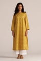 Mustard Yellow Print Cotton Kurta Mustard Yellow color