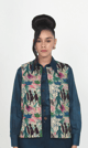 Multicolor Printed Sleeveless Corduroy Vest Overlay - ART LOV AFFAIR - Image 1