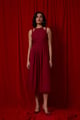 Ellaria Embroidered Midi Dress Red color
