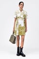Straight Fit Half Sleeve Coat Dress with Belt Bright Olive color