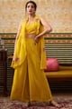 Mehr Applique Co-Ord Set With High-Low Jacket Yellow color