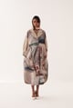 Frida Trench Dress Beige/Green/Purple color