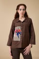 Corin Applique Shirt Espresso Brown color