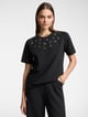 T-Shirt with Dragonflies Embroidery Black color