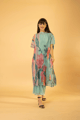 Dusty Jade Green Flower Print Pleated Stripe Co-Ord Set Green color