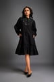 Floral Embroidered Dress with Long Structured Sleeves Black color
