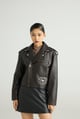 Rebella Boxy Moto Jacket Brown color