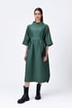 Oversized Cotton Shirt Dress with Tapered Yoke Pine Green color