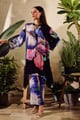 Floral Mandarin Asymmetric Set Black color