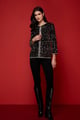 New Years Eve Sequinned Jacket with Tweed Trims Black color