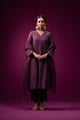 Raatgul Hand Emboidered Gathered Kajri Kurta Set Purple color