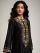 Embroidered Kurta with Placket Black color