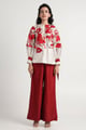 Nyla - Bloom Top + Wide Leg Pants White & Red color