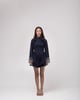 Denim Mini Dress with Flared Sleeves Dark Blue color
