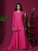 Pink Geometric Jaal Short Kurta Palazzo Set Pink color