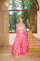 Fuchsia Bloom Satin Organza Lehenga Pink color