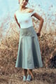 Sage Green High-Waist High-Low Midi A-Line Skirt - Unrush - Image 1