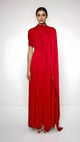 Scarlet Cape Pleat Gown Red color