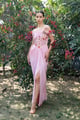 Blush Floral Corset Drape Gown Pink color