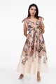 Peach Carnation Printed Dress Peach/Black color