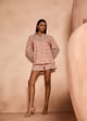 Peach Cotton Schiffli Cutwork Hem High-Rise Shorts - Style Island - Image 1