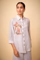 Pure Linen Ehite Cute Bunny Emb Shirt White color