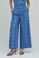 Jeanshigh Rise Cropped Wide W/Embroidery Blue color