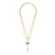 Multi Layer Neckchain - Hamsa, Clover, Evil Eye Gold color