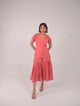Stacy Embroidered Applique Dress Peach color