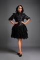 High-Neck Floral Appliqu� Dress Black color