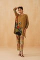Water Lily Linen Crepe Matching Set Yellow color