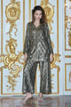 Pewter Sequin Embroidered Pant Silver color