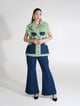 Fabelle Green Tweed and Denim Short Jacket Green color