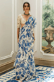 Suki Saree Set Ivory/Blue color