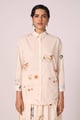 Joyce Zodiac Print Cotton Shirt Beige color