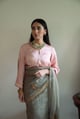 Ashok Scallop Blouse in Blush Pink Silk Pink color