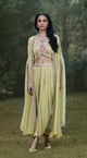 Green Georgette Dhoti & Cape Set Green color