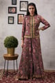 Mehr Embroidered Jacket with Flared Pants Pink color